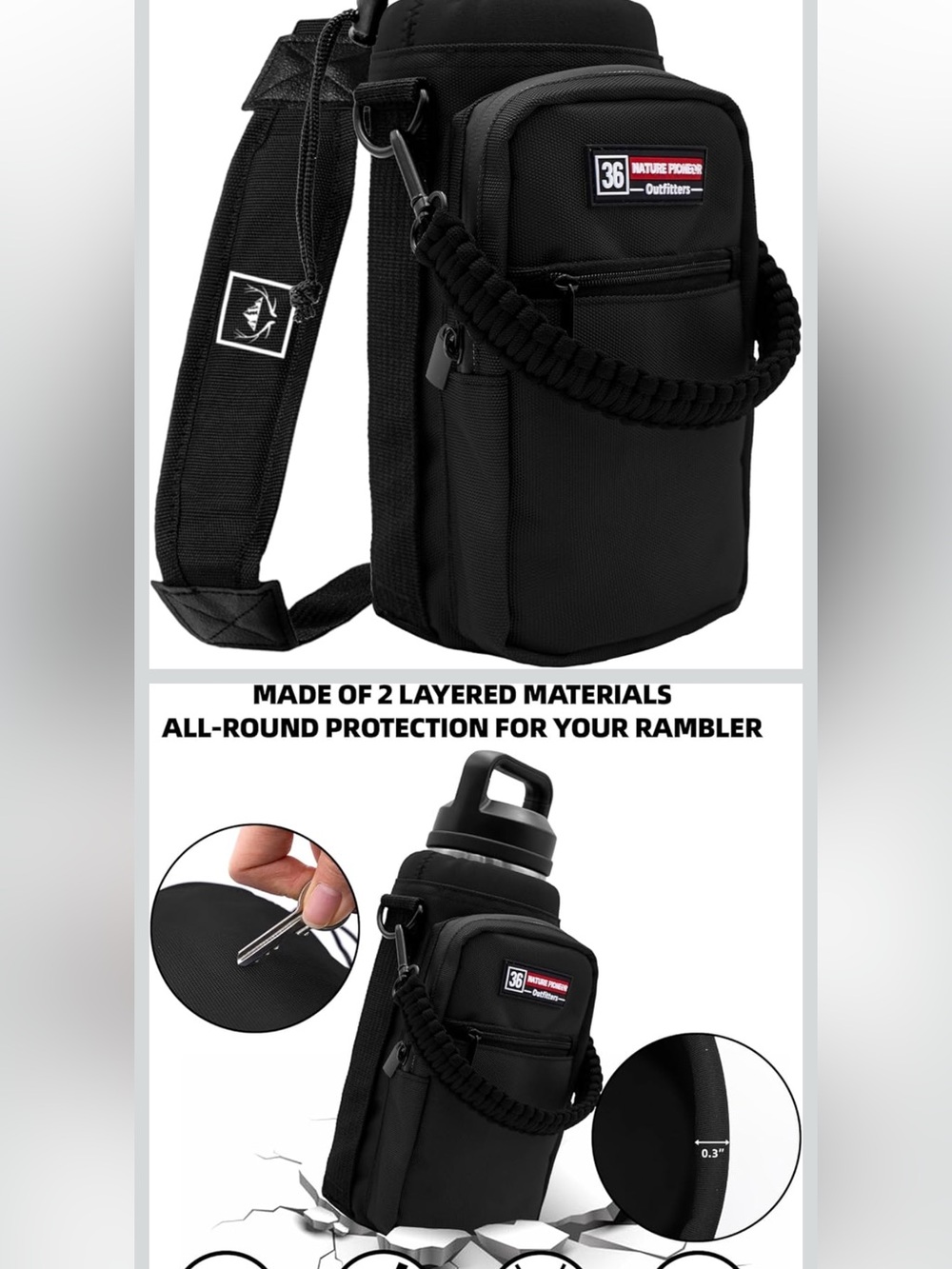Nature Pioneer Water Bottle Holder with Adjustable Strap - Picture 5 of 8